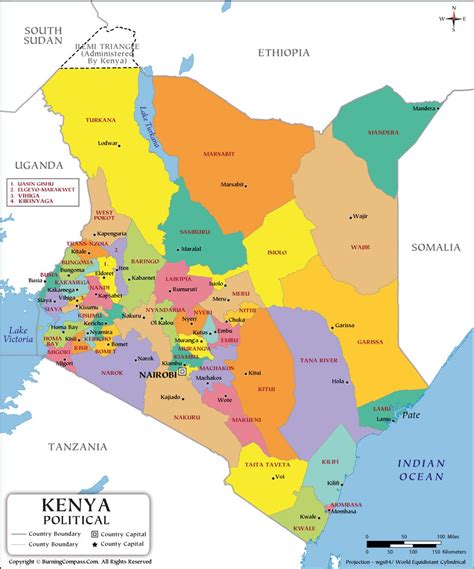 Kenya County Map, Kenya Political Map