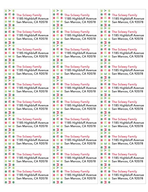 Printable Holiday Address Labels - Printable Words Worksheets