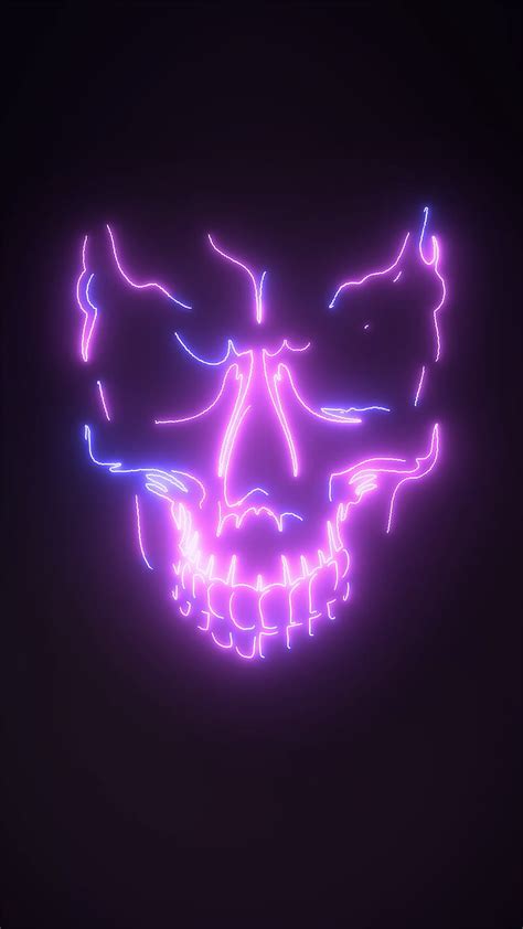 Purple Skull W, colourful, light, neon, HD phone wallpaper | Peakpx