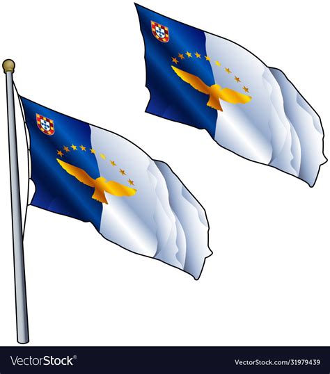 Waving azores flag Royalty Free Vector Image - VectorStock