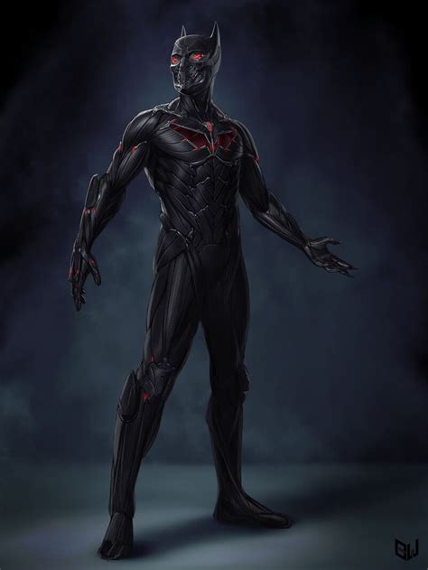 an artist's rendering of a black panther standing in front of a dark ...