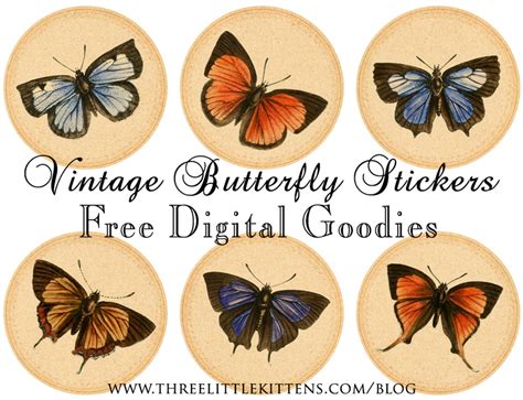 DGD – Digital Goodie Day – Vintage Butterfly Sitckers Day 2