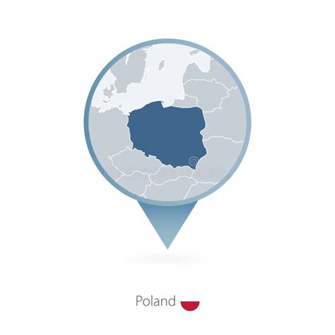 Map Pin with Detailed Map of Poland and Neighboring Countries Stock Vector - Illustration of ...