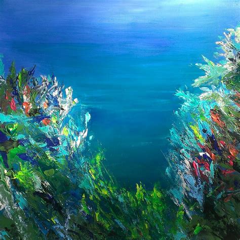 Phil Watford 24 x 24 acrylic on canvas. Abstract coral reef underwater painting. | Ocean ...