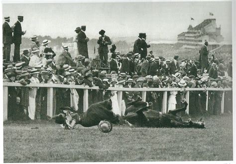 Suffragette Emily Davison disrupts the 1913 Derby at Epsom bringing down King's Ammer the horse ...