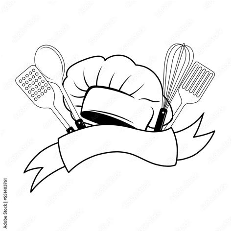 Descarga chef hat and spoon logo ilustración de archivo y descubre ...