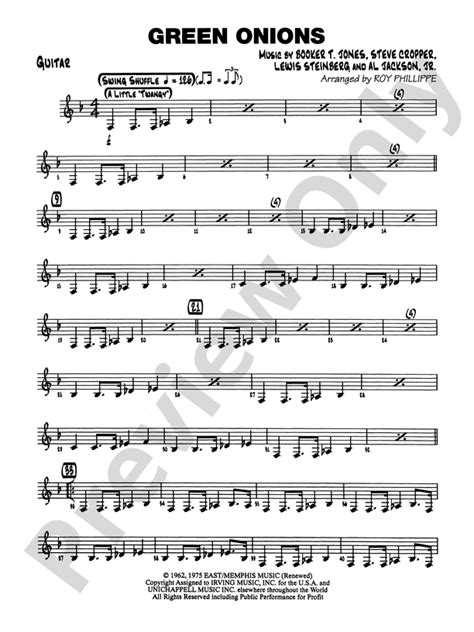 Green Onions: Guitar: Guitar Part - Digital Sheet Music Download