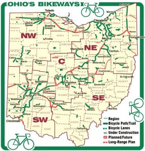 Ohio Bike Paths Map - Tourist Map Of English