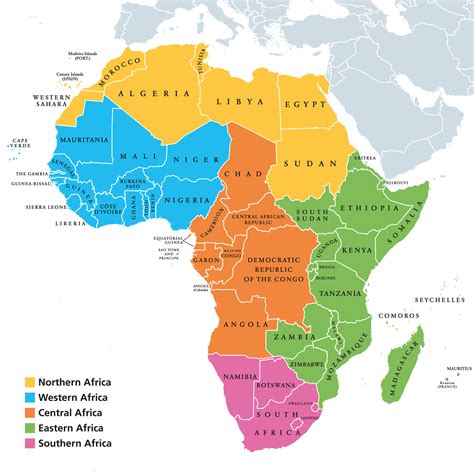 Africa regions map with single countries | BlackDoctor.org