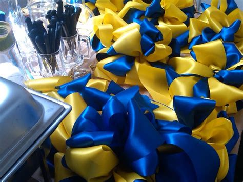 yellow and royal blue bows | Big bows for a graduation party… | Flickr