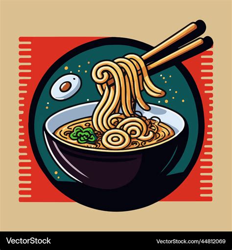 Japanese ramen noodles bowl cartoon for mascot Vector Image