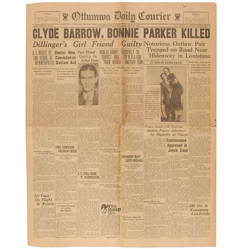 Bonnie and Clyde Newspaper