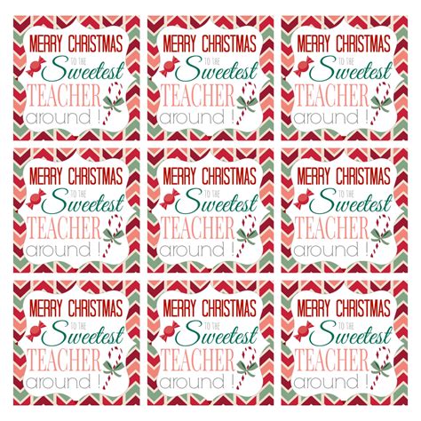 Teacher Gift Christmas Tags - 6 Free PDF Printables | Printablee