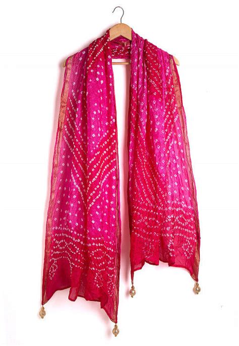 Buy Bandhej Art Silk Dupatta in Shaded Fuchsia Online : BNJ437 - Utsav ...