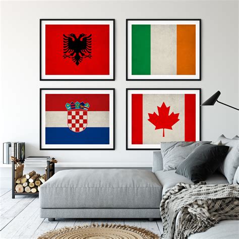 Albania Flag Print, Albania Flag Art, Albanian Flag, Albania Gifts, Flag Poster, Housewarming ...