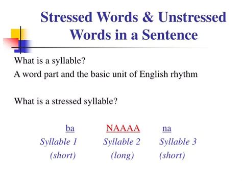 PPT - Stressed Words & Unstressed Words in a Sentence PowerPoint Presentation - ID:5835006