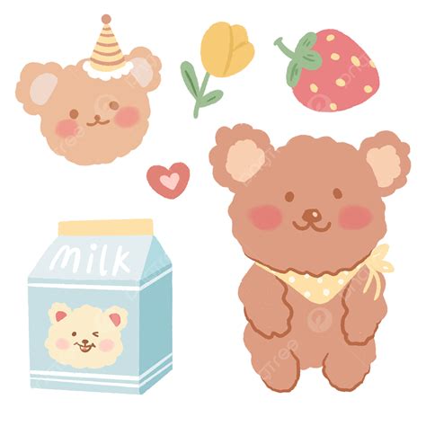 Korean Bear Stickers White Transparent, Korean Bear Cute Sticker, Korean Bear, Sticker, Cute PNG ...