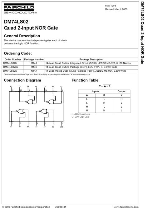 74LS02 / 7402 / SN74LS02 ( QUAD 2-INPUT NOR GATE )