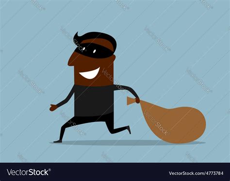 Black thief running with sack of loot Royalty Free Vector