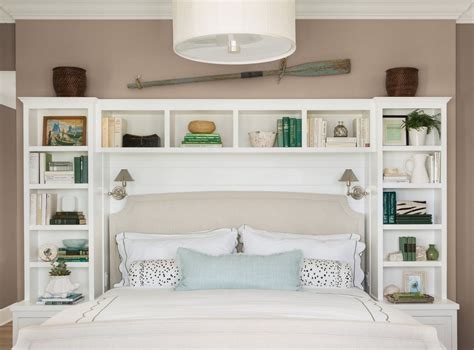 Creamy neutral walls enhance a beautiful storage headboard by ...