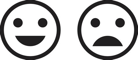 Happy and sad emoji faces icon vector isolated on white background for ...