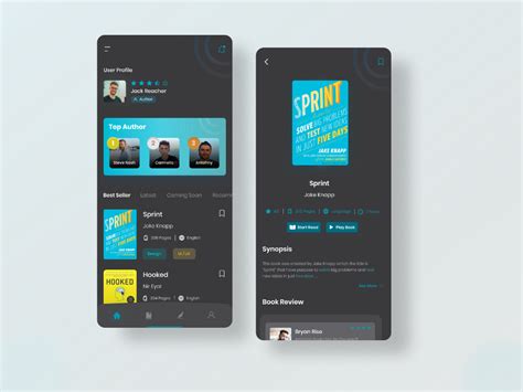 Book Author App Dark Mode by Muhammad Hermawan on Dribbble Ui Inspiration, Mobile App Design ...
