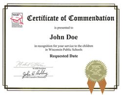 Certificate of Commendation | Wisconsin Association of School Boards