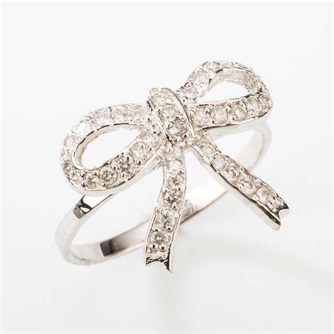 White Gold White Diamond Mini Ribbon Ring - Christine K Jewelry