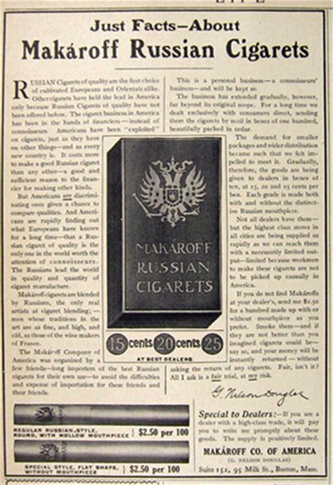 1907 Facts About Makaroff Russian Cigarettes Ad, Vintage Cigarette & Tobacco Ads