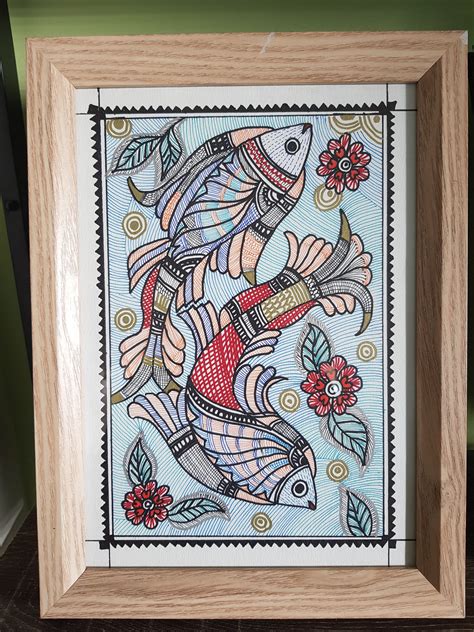 Original Madhubani Painting Maithili Art Fish Indian Folk | Etsy