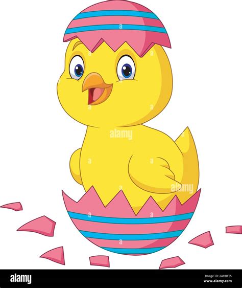 Cartoon little chick hatching from an Easter egg Stock Vector Image ...