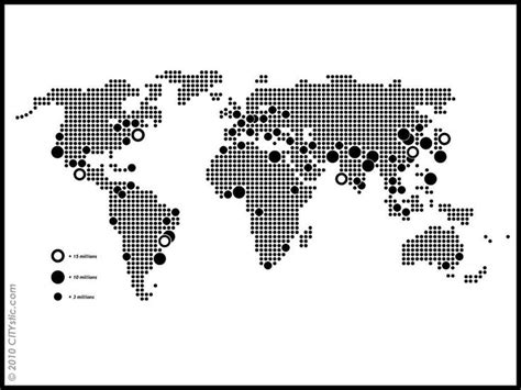 On Sale World MAP WALL DECAL : Big Cities, Large World-population Map in Dots. With Major Towns ...