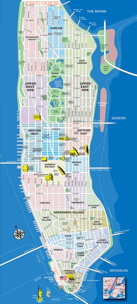 manhattan | Manhattan tourist map, New york city map, Manhattan new york