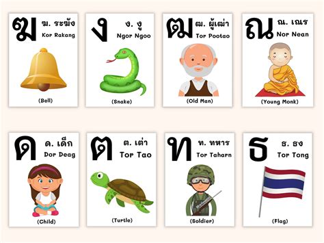 44 Thai Consonants Flashcards Printable Instant Download | Etsy