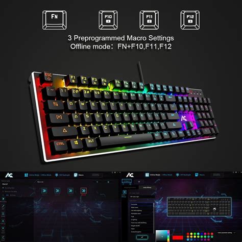 (VIDEO Review) RGB Mechanical Keyboard, ACGAM Fully Programmable Blue ...