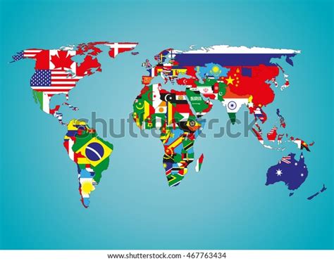 Political Map World Flags: เวกเตอร์สต็อก (ปลอดค่าลิขสิทธิ์) 467763434 | Shutterstock