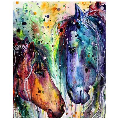 Blue and Orange Horses - DIY Painting By Numbers Kit