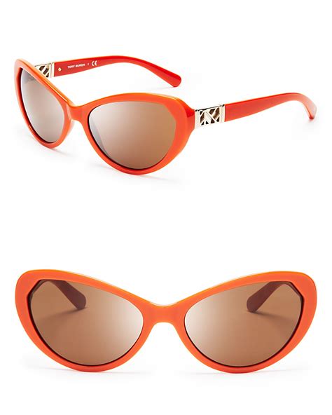 Tory Burch Lattice Temple Cat Eye Sunglasses in Orange | Lyst