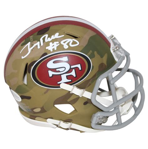 Jerry Rice Autographed/Signed San Francisco 49ers Camo Mini Helmet BAS ...