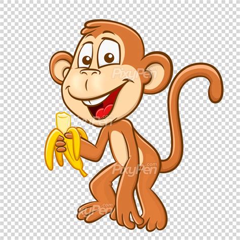 Happy monkey eating banana cartoon clipart - Vector • PixyPen