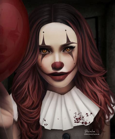 ArtStation - Creepy clown girl digital art