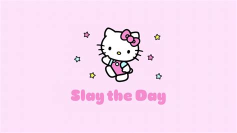 Slay the day Wallpaper 4K, Hello Kitty, Pink aesthetic