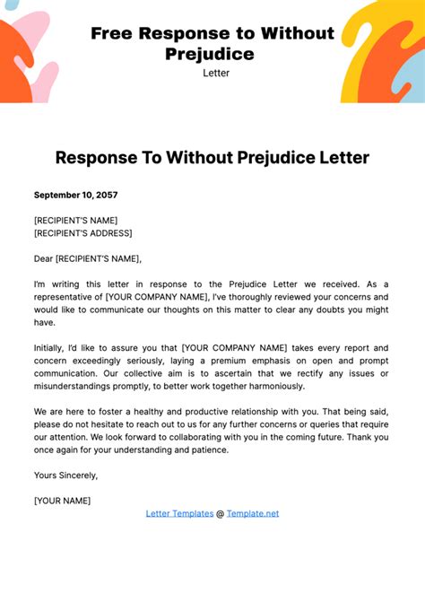 Free Response to Without Prejudice Letter Template - Edit Online & Download | Template.net