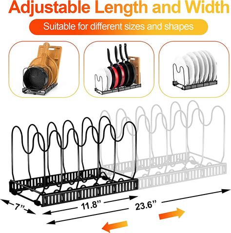 Expandable Cookware Organizer with 10 Adjustable Dividers, Under ...