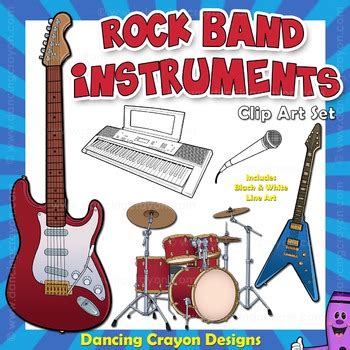 Musical Instruments Clip Art: Rock Band Clipart by Dancing Crayon Designs