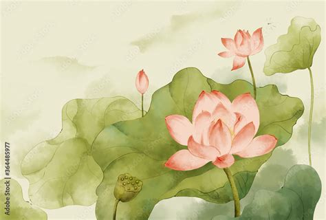 Chinese Feng Shui Ink Lotus .Classic Oriental Chinese Painting Stock ...