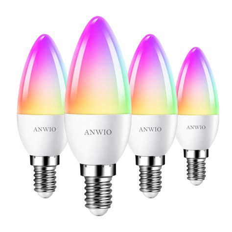 Buy ANWIO E14 Candle Smart Wifi LED Bulb, C37 Dimmable RGB Bulbs,470Lm ...