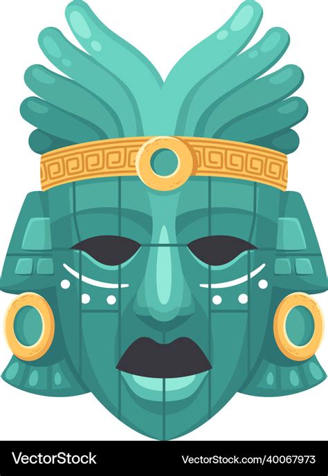 Ancient mask maya composition Royalty Free Vector Image