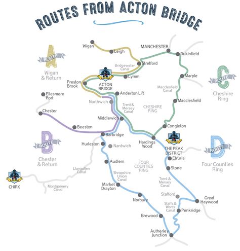 Cheshire Canal Map - Cheshire Ring - Bridgewater Canal - Four Counties