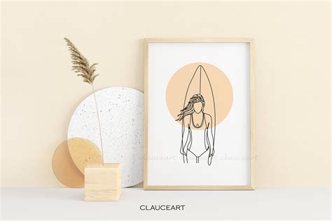 Surf Art Line Drawing Minimalist Wall Art Surfboard Art - Etsy